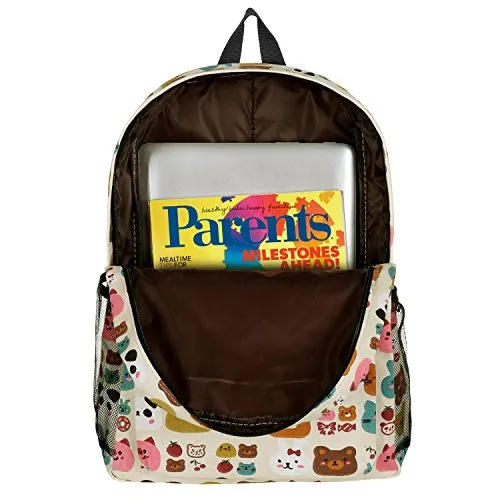 16-Inch Forest Animal Pattern Elementary Kids School Canvas Backpack - Mggear