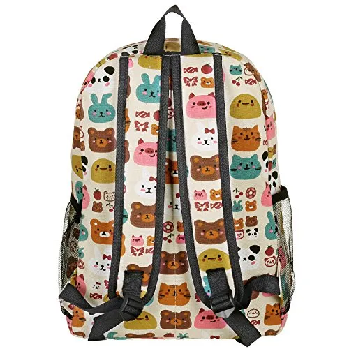 16-Inch Forest Animal Pattern Elementary Kids School Canvas Backpack - Mggear