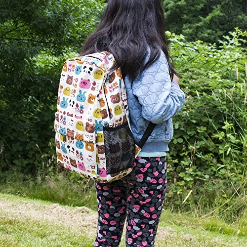 16-Inch Forest Animal Pattern Elementary Kids School Canvas Backpack - Mggear