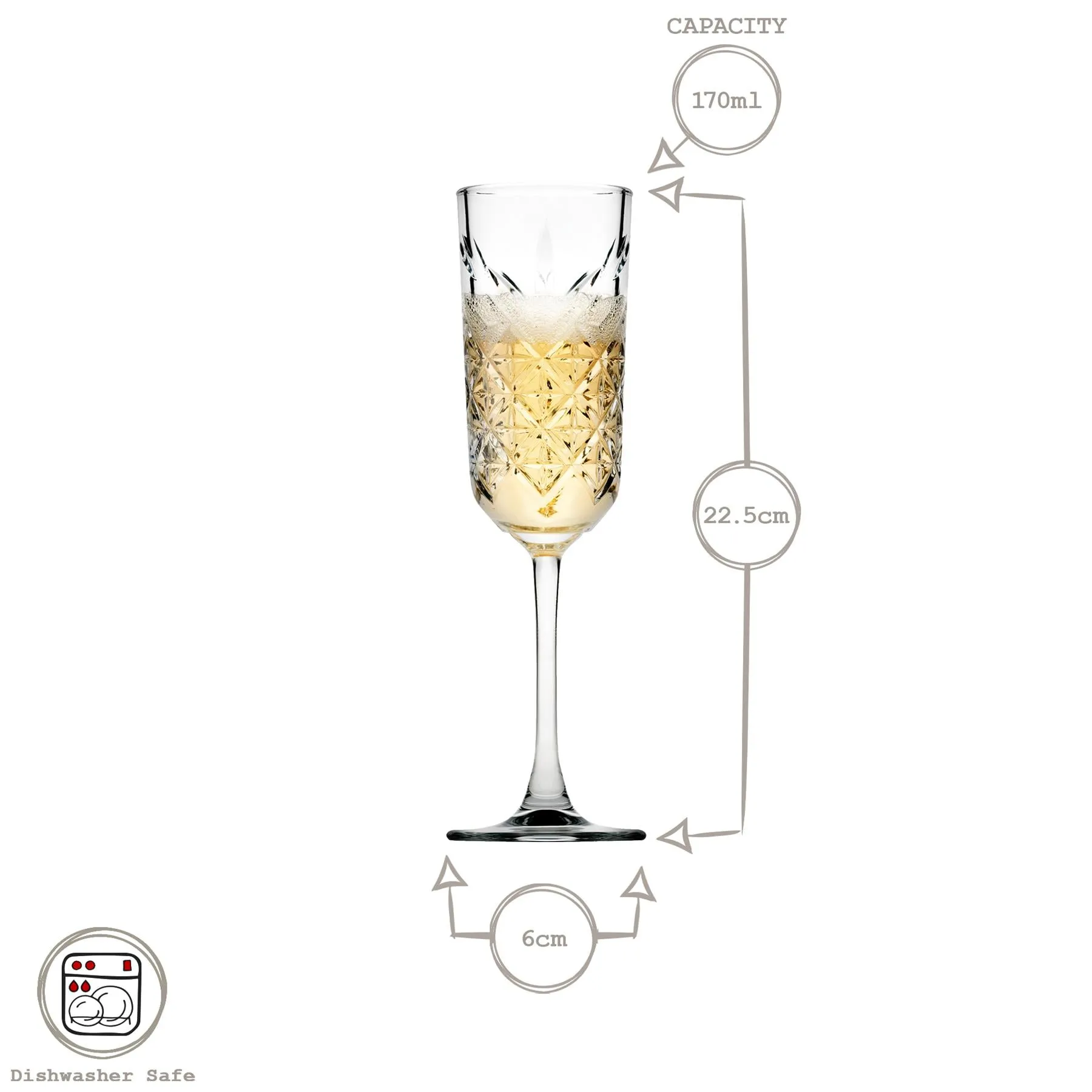 170ml Timeless Glass Champagne Flutes - Pack of Four - By Pasabahce