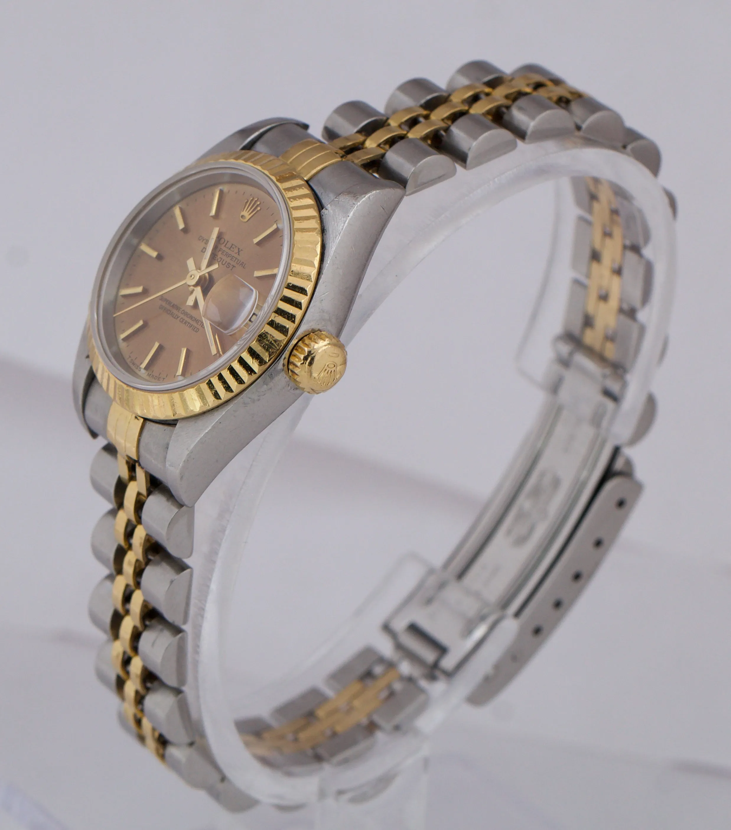 1998 Ladies Rolex DateJust 69173 26mm Two Tone NO HOLES PATINA Jubilee Watch