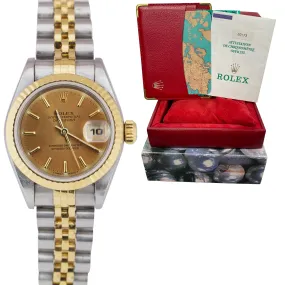 1998 Ladies Rolex DateJust 69173 26mm Two Tone NO HOLES PATINA Jubilee Watch