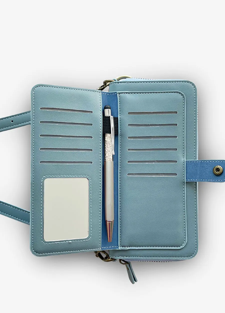 2-in-1 Crossbody Wallet Phone Case in Dove Blue