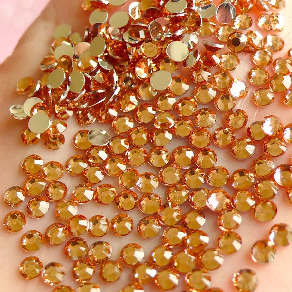 3mm Round Rhinestones | 14 Faceted Cut Resin Rhinestones (Champagne Rose / Around 1000 pcs)