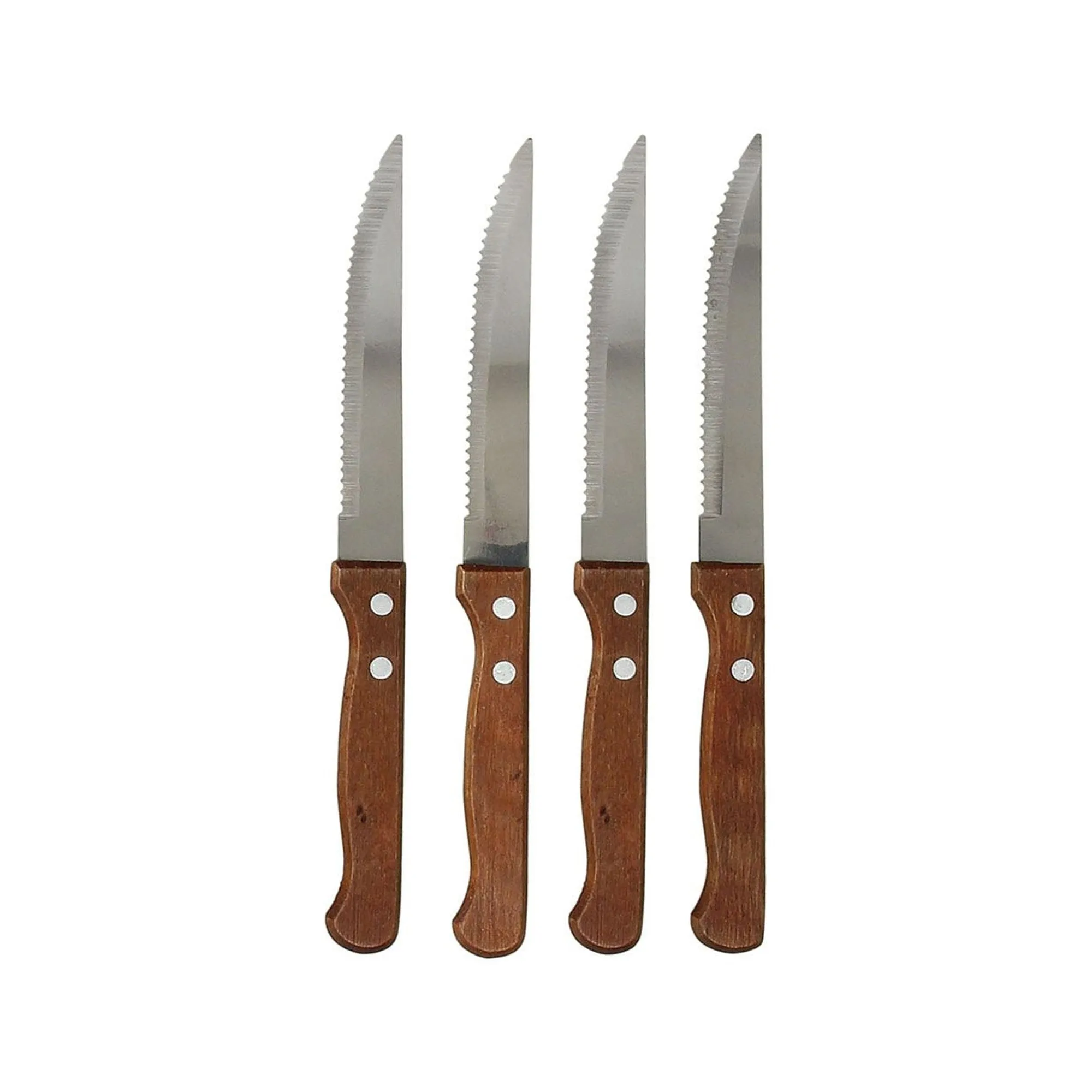 Always Home 6 Piece Steak Knife Set with Wooden Handle Silver