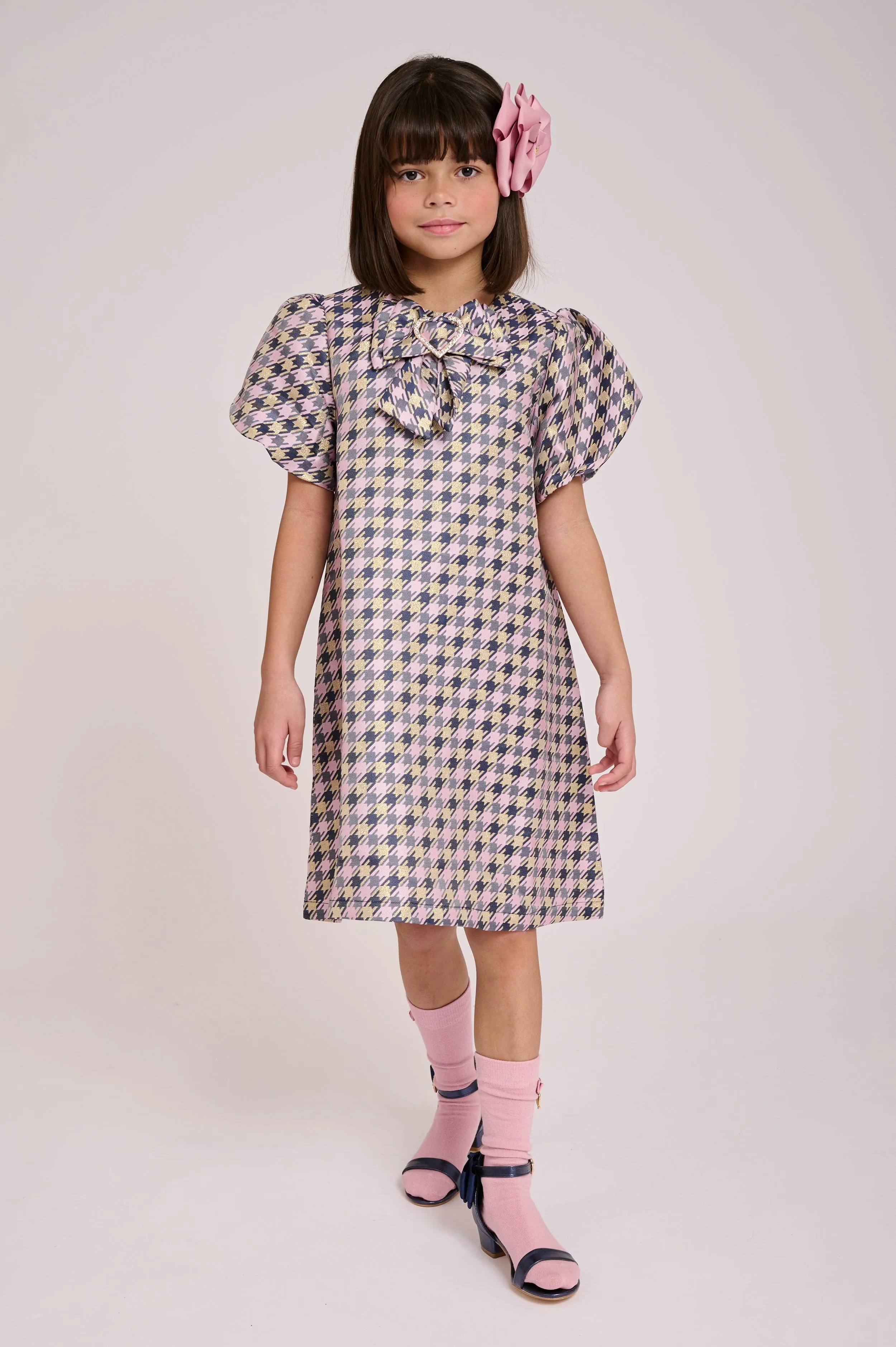 Angels Face Girls Liliana Houndstooth Dress in Purple