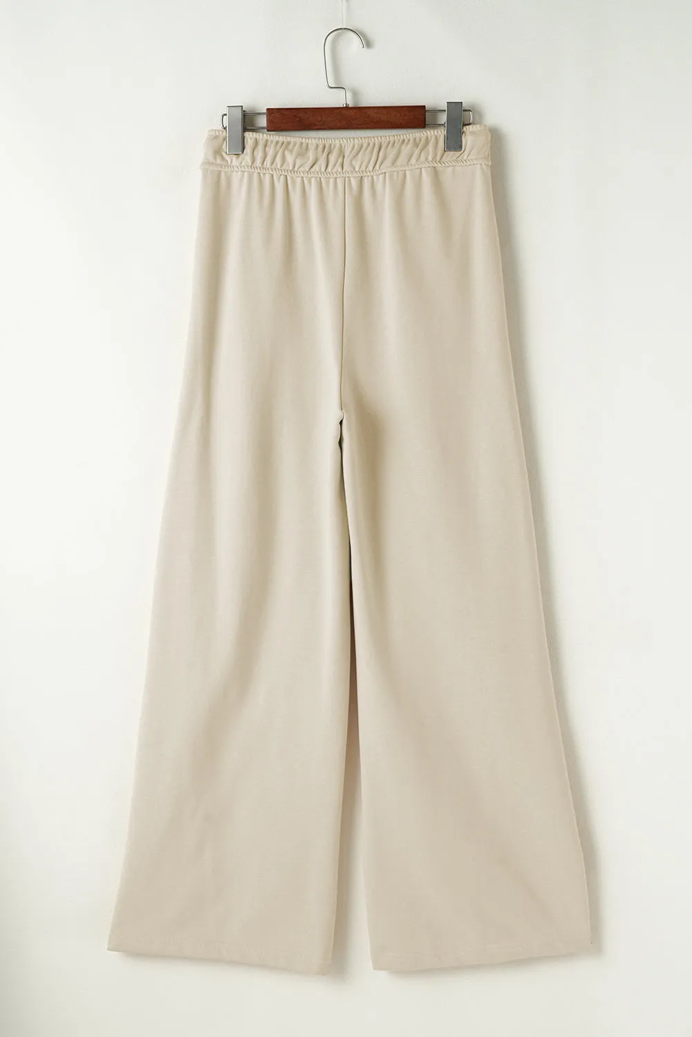 Apricot Loop Drawstring Casual Wide Leg Pants