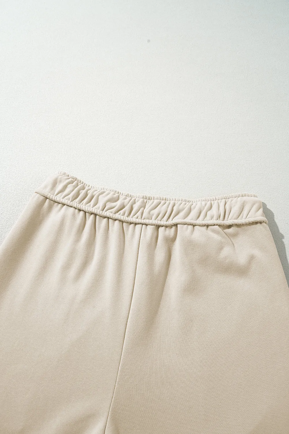 Apricot Loop Drawstring Casual Wide Leg Pants