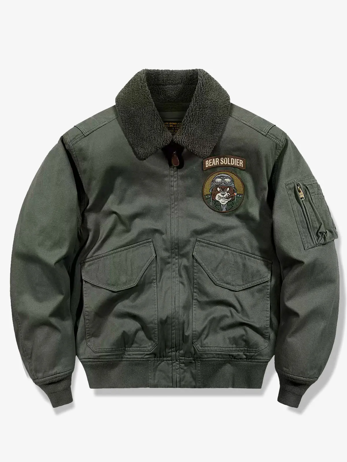 B-15 Vintage Embroidered Badge Bomber Jacket