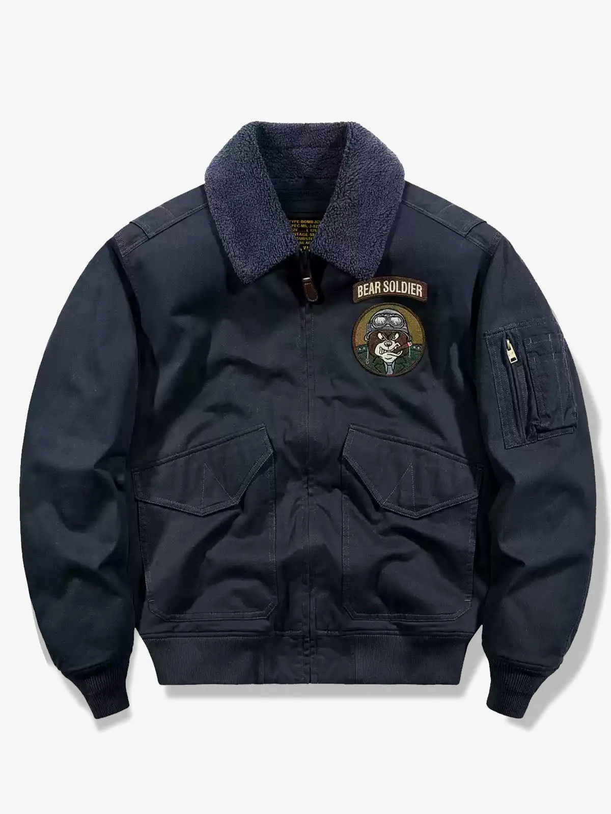 B-15 Vintage Embroidered Badge Bomber Jacket