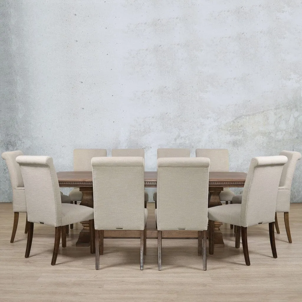 Belmont Fluted Wood Top & Baron 10 Seater Dining Set