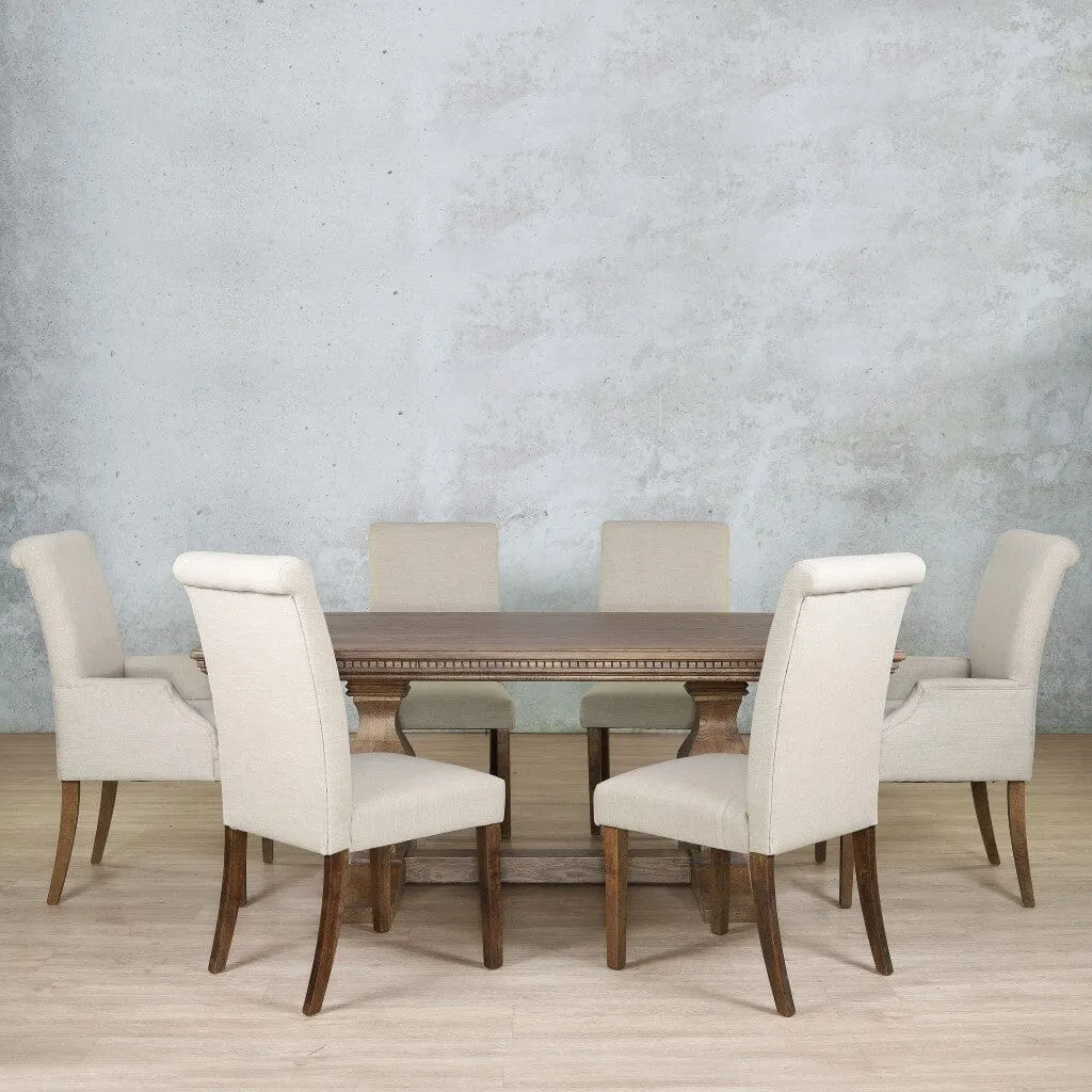 Belmont Fluted Wood Top & Baron 6 Seater Dining Set