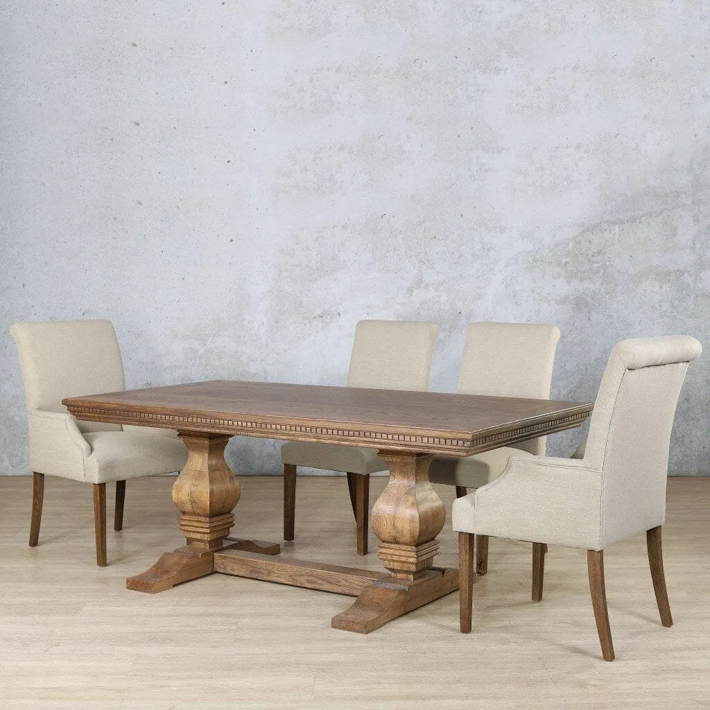 Belmont Fluted Wood Top & Baron 6 Seater Dining Set