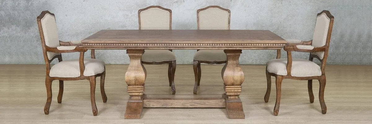 Belmont Fluted Wood Top & Duke 6 Seater Dining Set