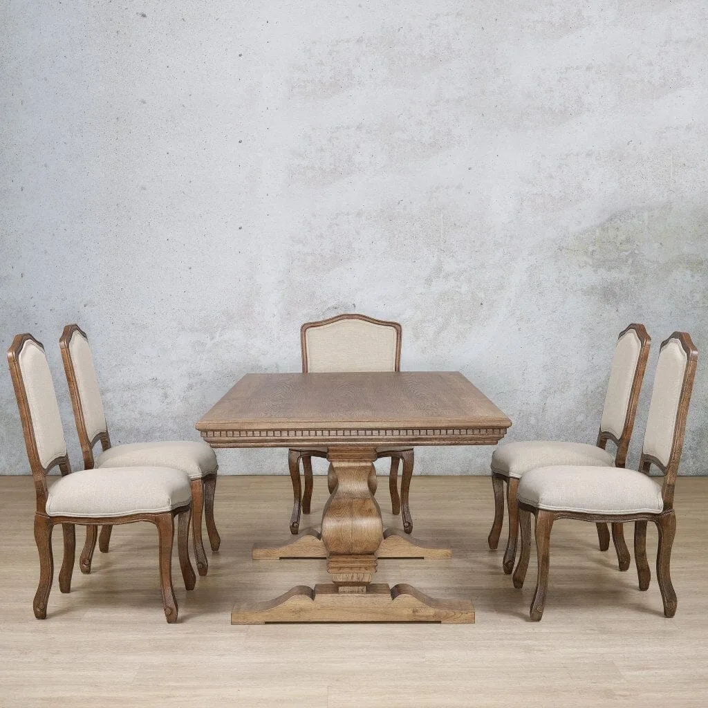 Belmont Fluted Wood Top & Duke 6 Seater Dining Set