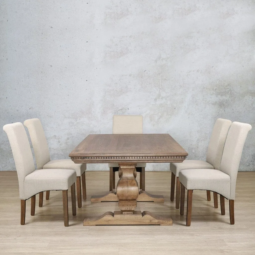 Belmont Fluted Wood Top & Windsor 6 Seater Dining Set