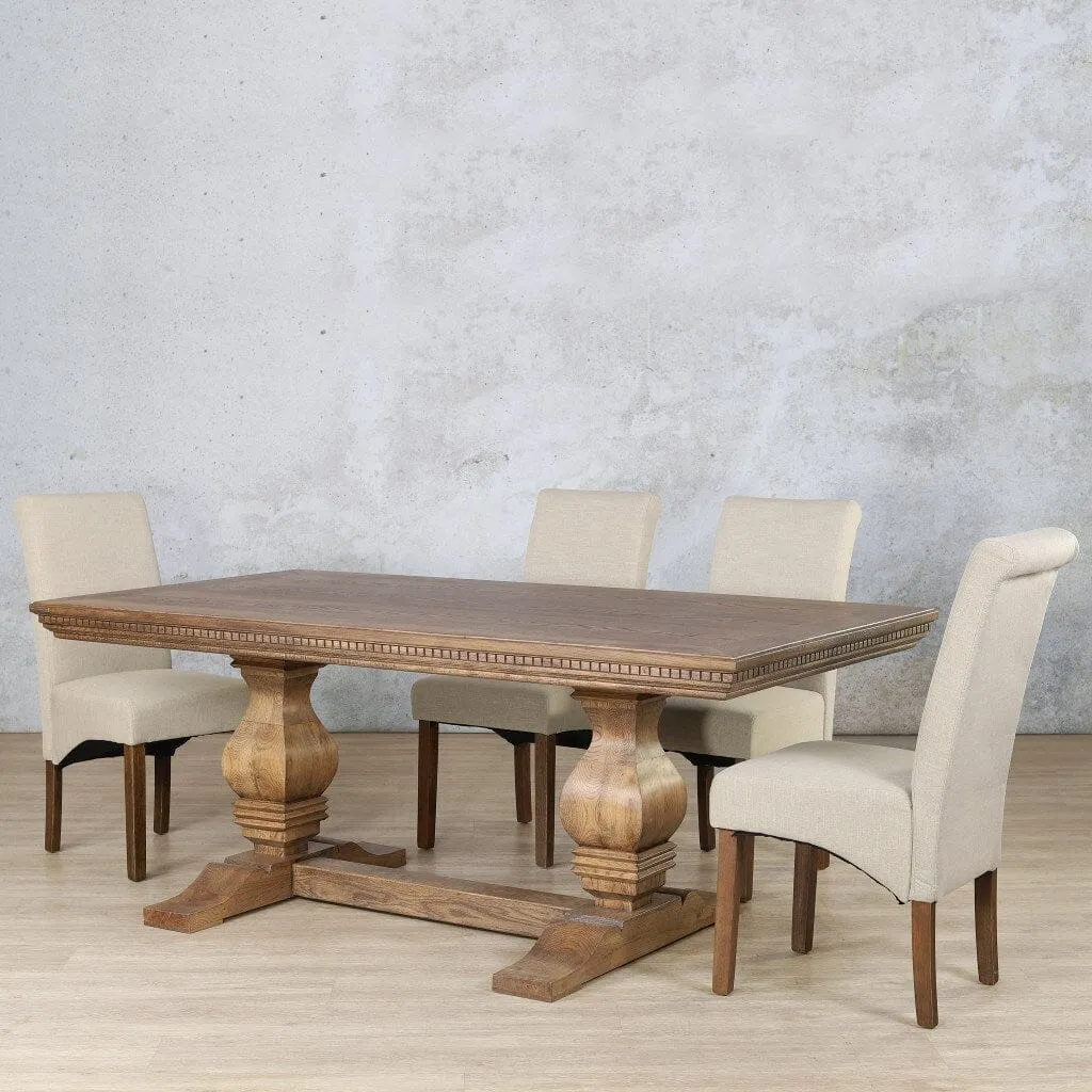 Belmont Fluted Wood Top & Windsor 6 Seater Dining Set