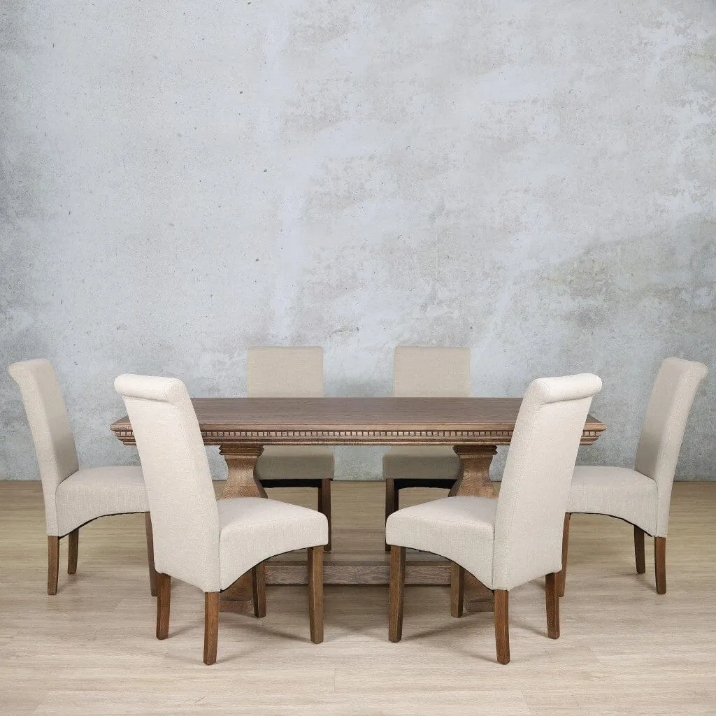 Belmont Fluted Wood Top & Windsor 6 Seater Dining Set