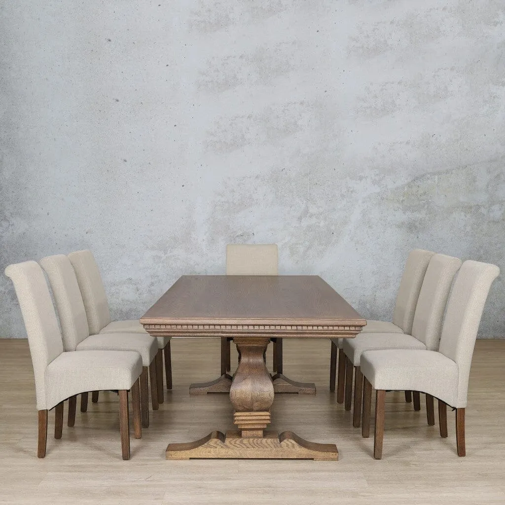 Belmont Fluted Wood Top & Windsor 8 Seater Dining Set