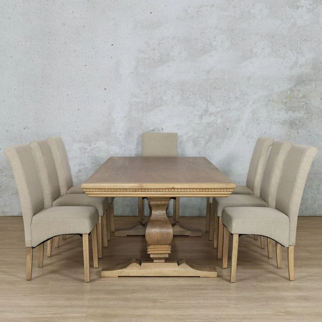 Belmont Fluted Wood Top & Windsor 8 Seater Dining Set