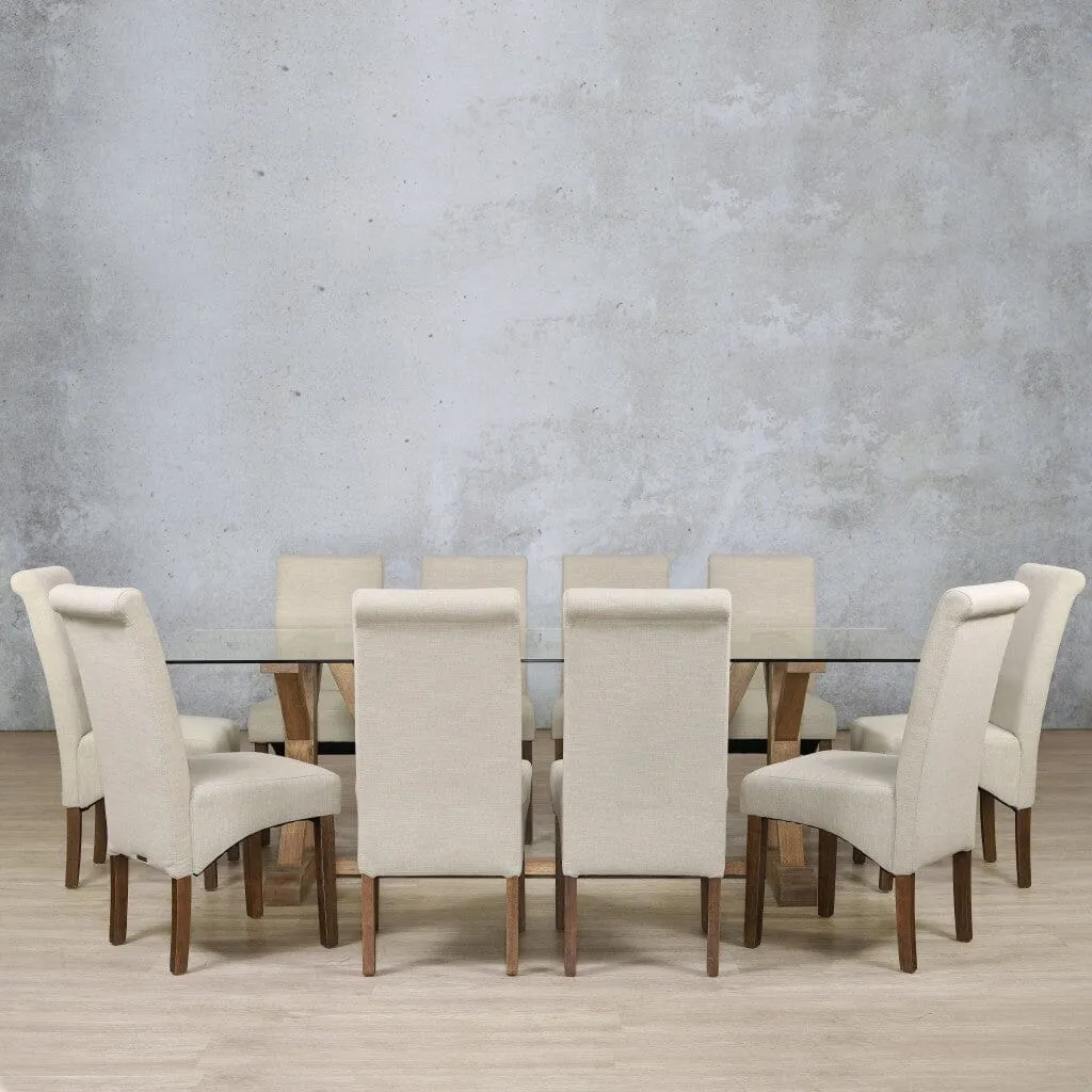 Berkeley Glass Top & Windsor 10 Seater Dining Set