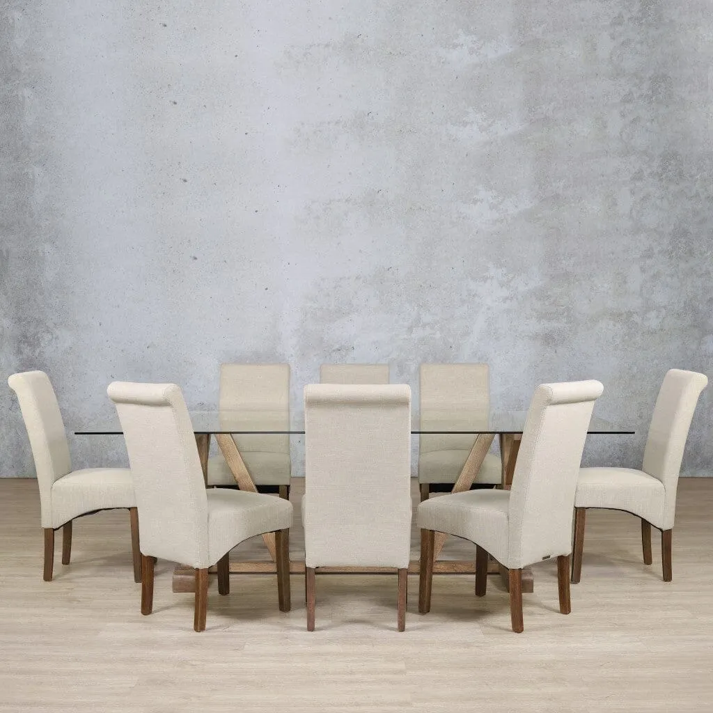 Berkeley Glass Top & Windsor 8 Seater Dining Set