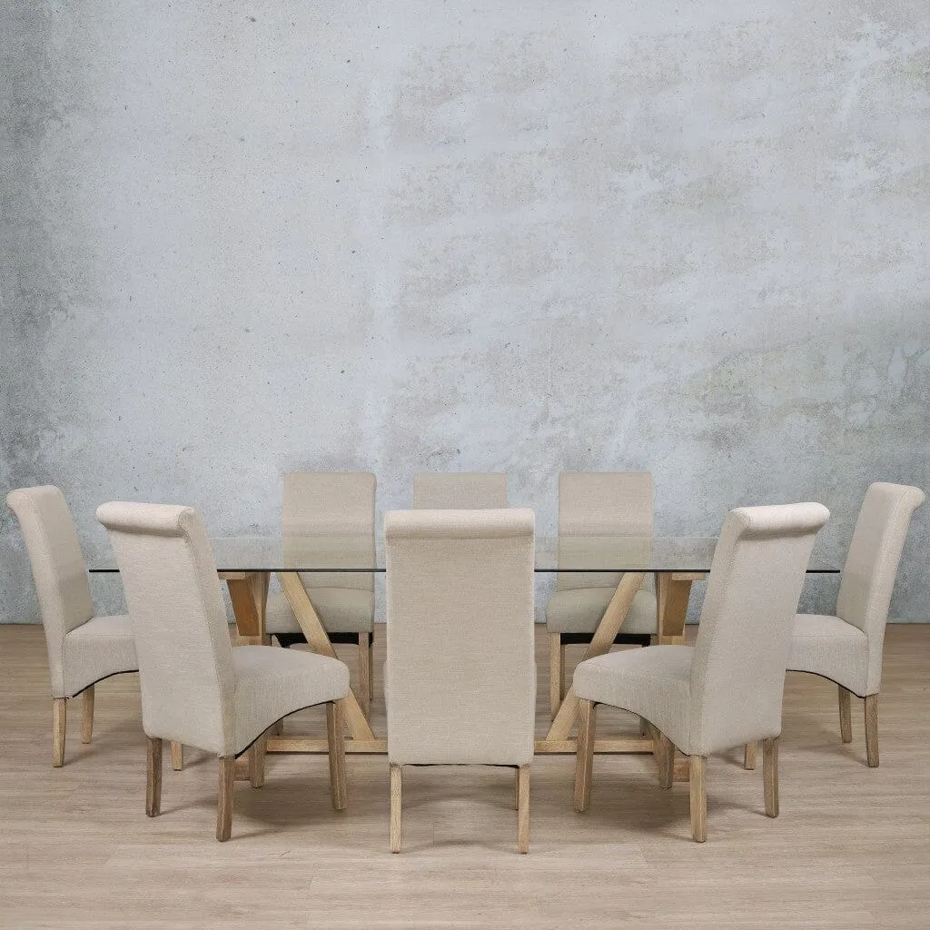 Berkeley Glass Top & Windsor 8 Seater Dining Set