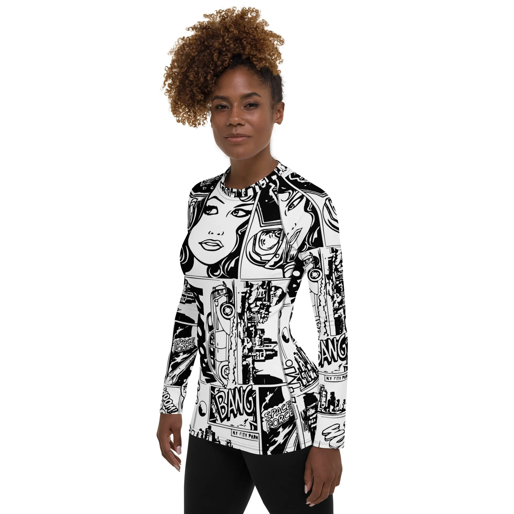 Black & White Comic Book Rash Guard