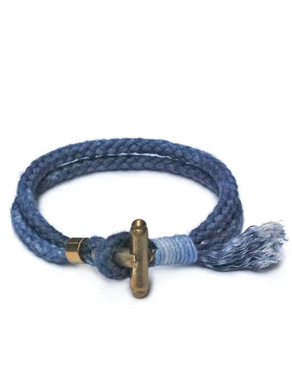 Brass Toggle Clasp & Linen Indigo-Dyed Bracelet