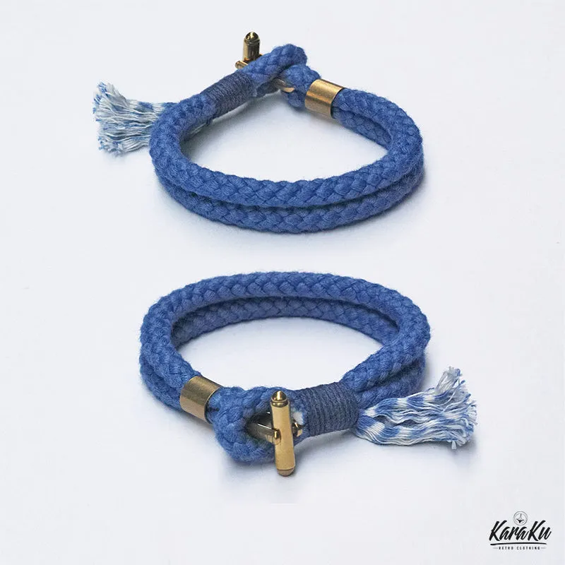 Brass Toggle Clasp & Linen Indigo-Dyed Bracelet