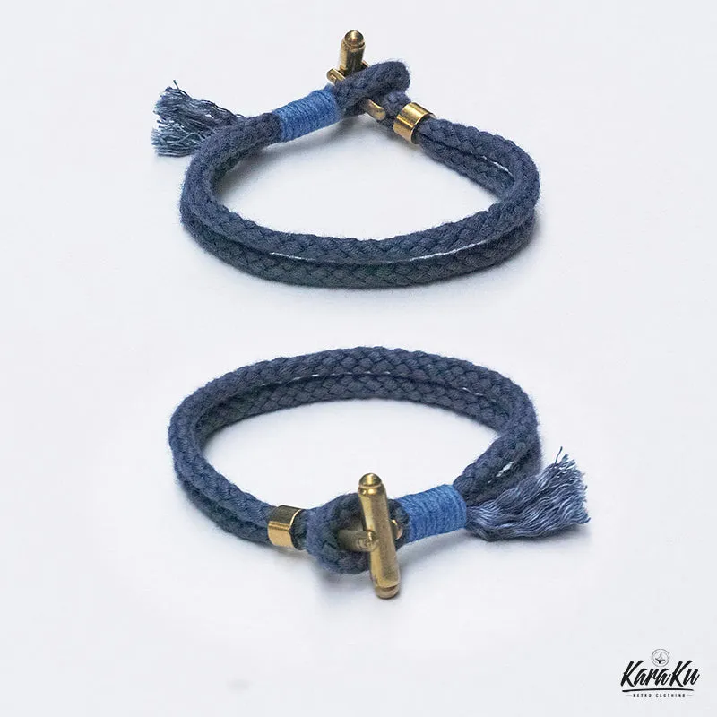 Brass Toggle Clasp & Linen Indigo-Dyed Bracelet