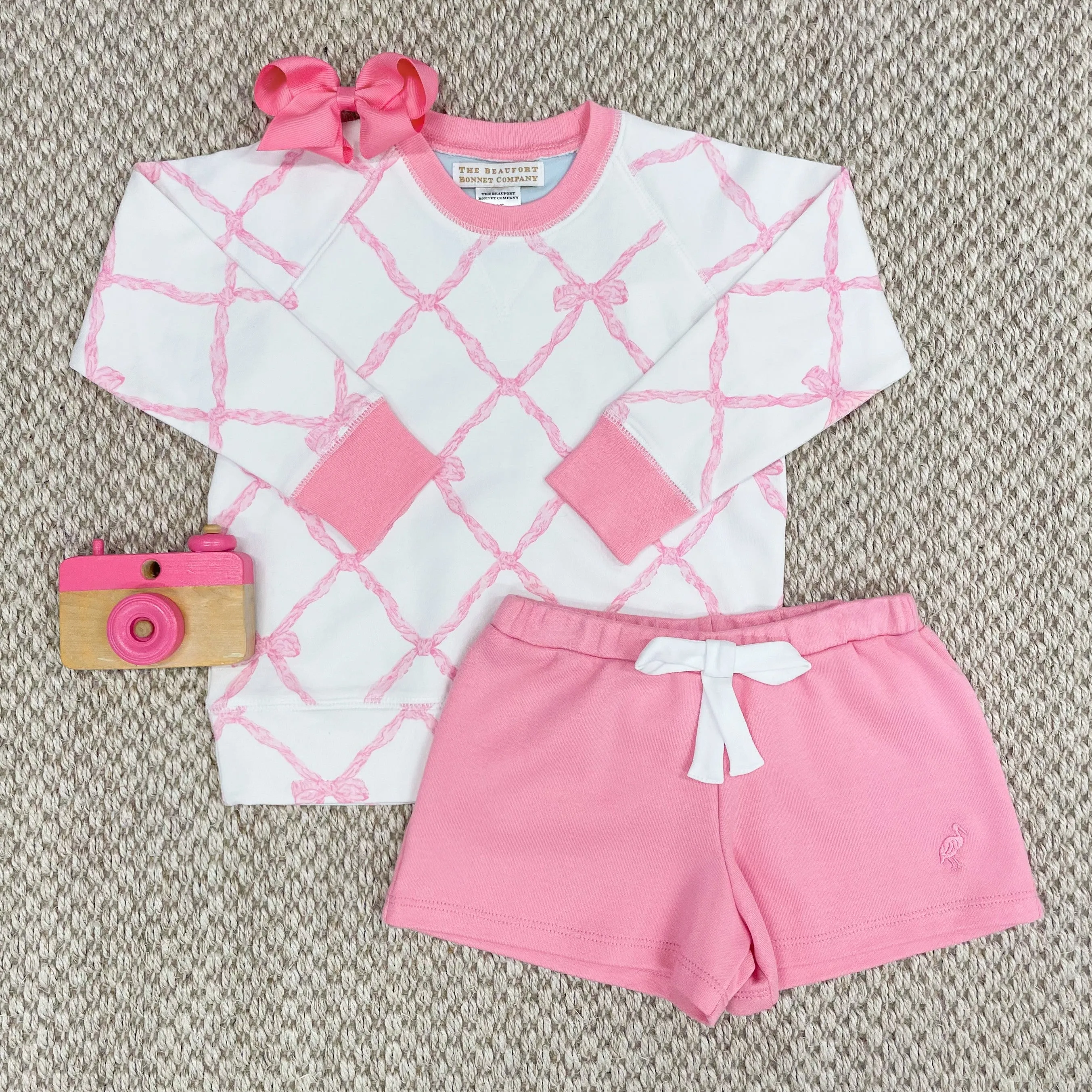 Cassidy Comfy Crewneck - Belle Meade Bow with Hamptons Hot Pink