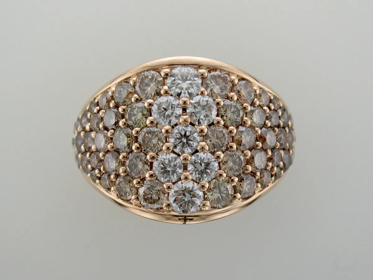 Champagne, Cognac & White Diamond Ring