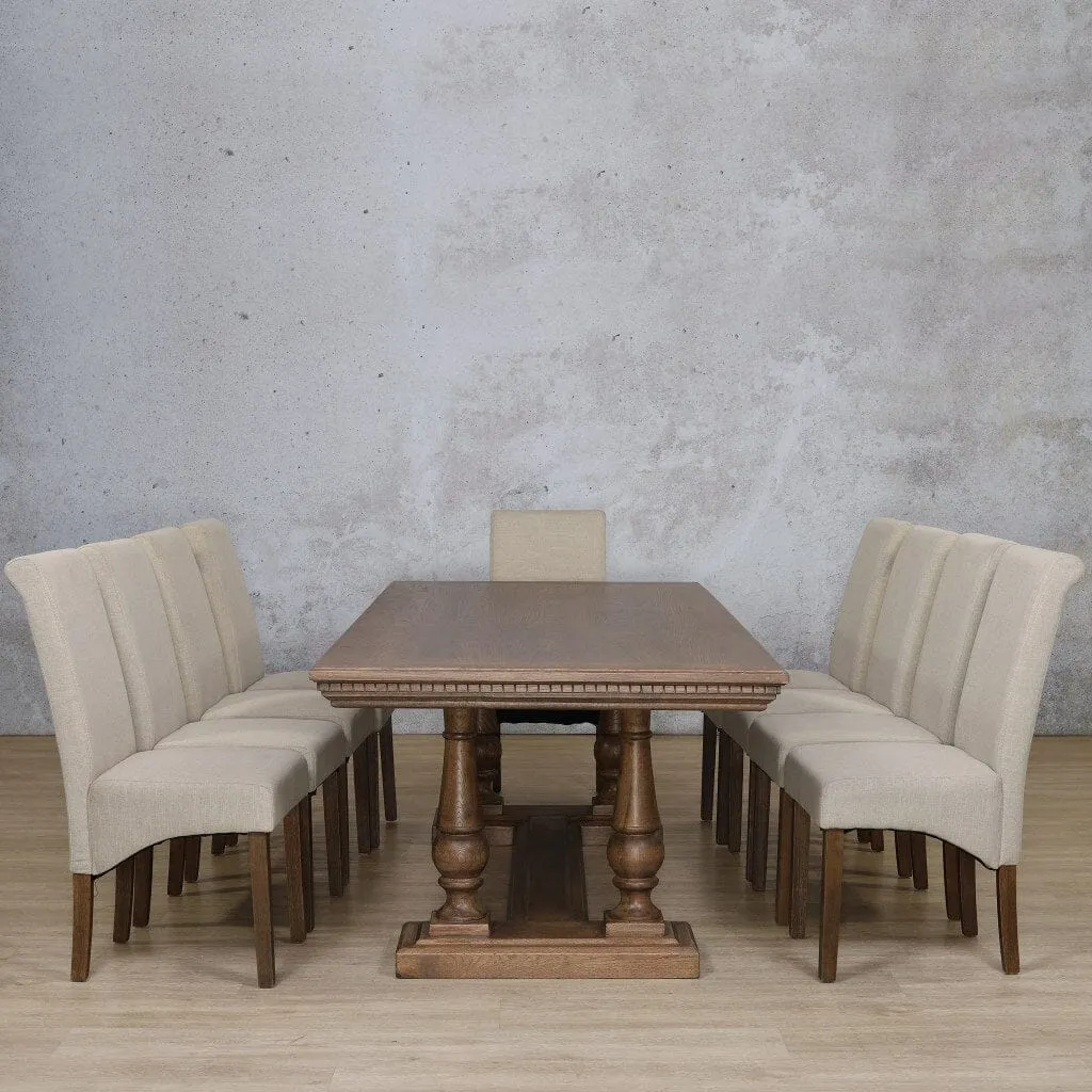 Charlotte Fluted Wood Top & Windsor 10 Seater Dining Set