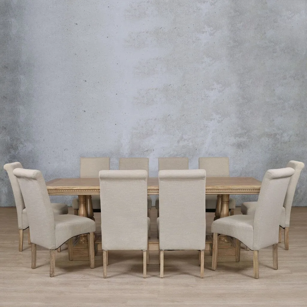 Charlotte Fluted Wood Top & Windsor 10 Seater Dining Set