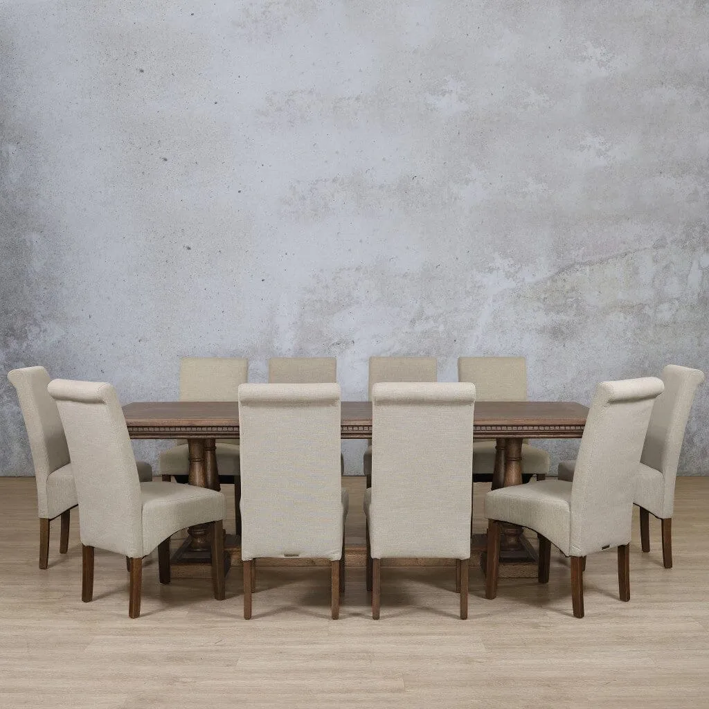 Charlotte Fluted Wood Top & Windsor 10 Seater Dining Set