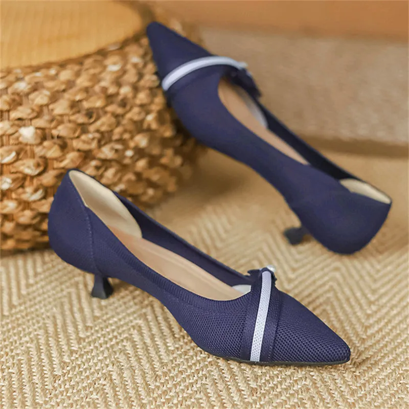 Chic Pearl Bowknot Kitten Heels