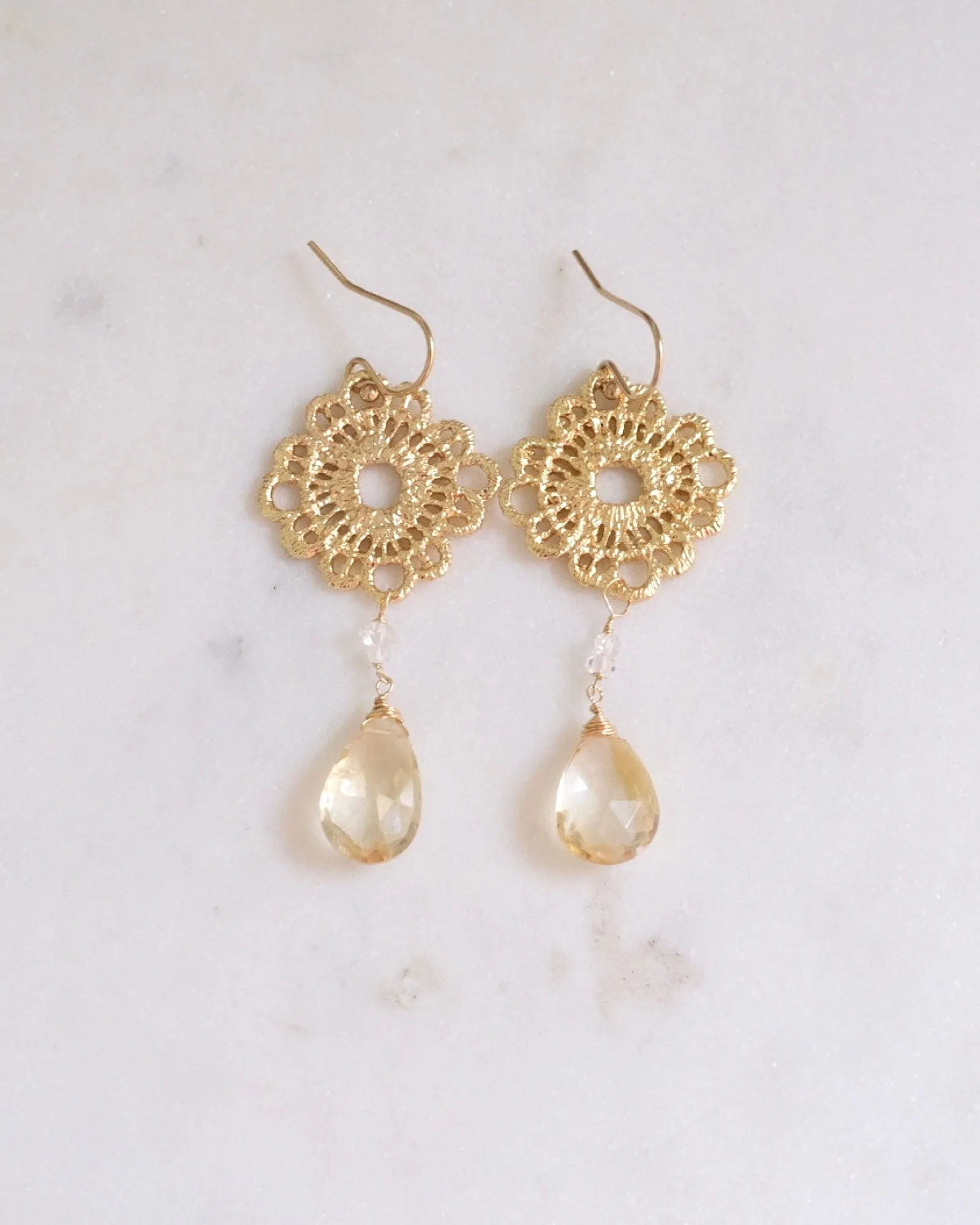 Citrine Flower Earrings