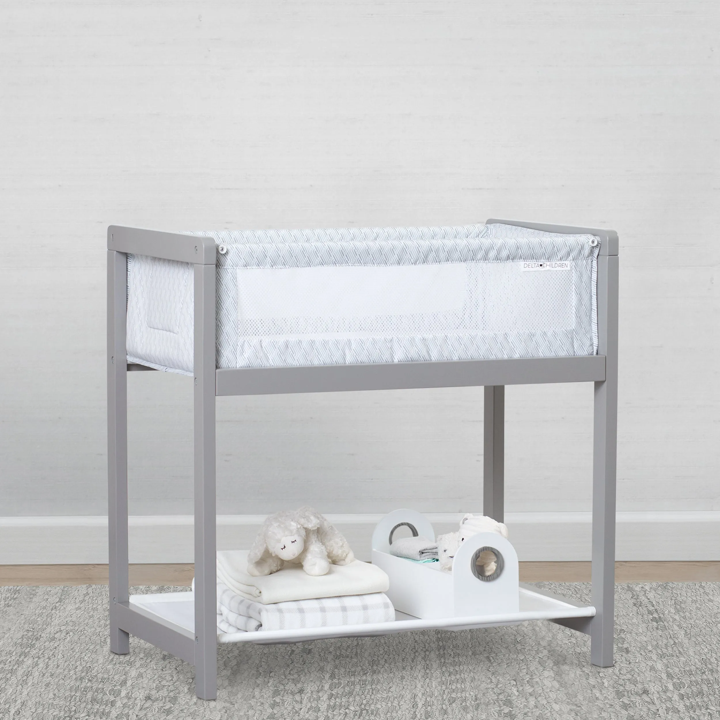 Classic Wood Bedside Bassinet Sleeper - Portable Crib with High-End Wood Frame