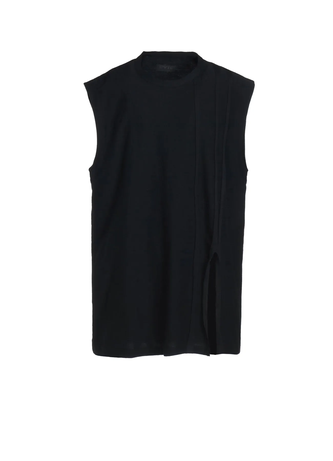 COTTON JERSEY VERTICALLY GRAFTED SLEEVELESS TOP WITH HEM SLIT