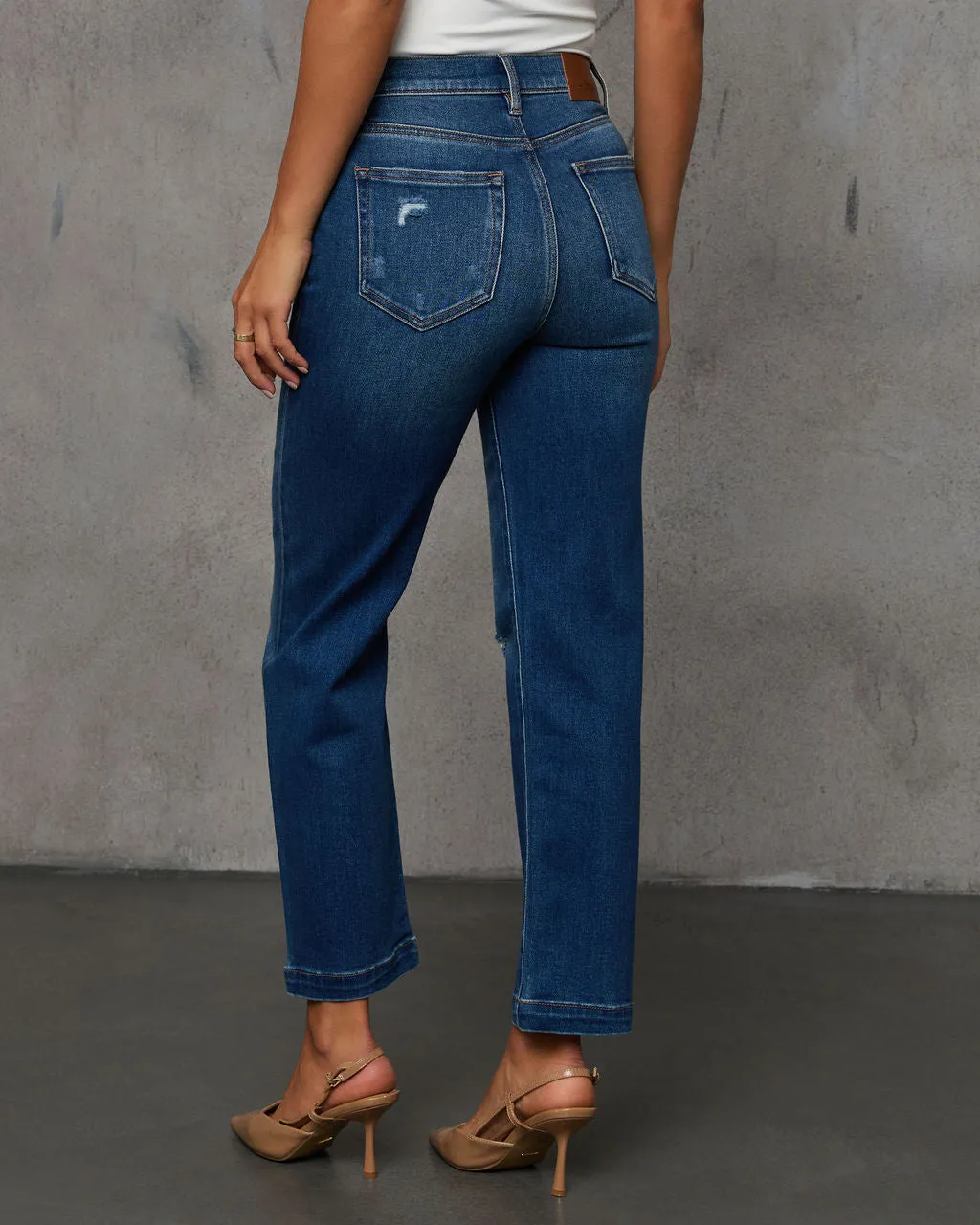 Cross My Path Distressed Relaxed Straight Leg Jeans