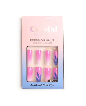 Crystal Mixed Design Coffin Nails