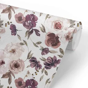 Demi's Dusty Purple Floral Removable Wallpaper