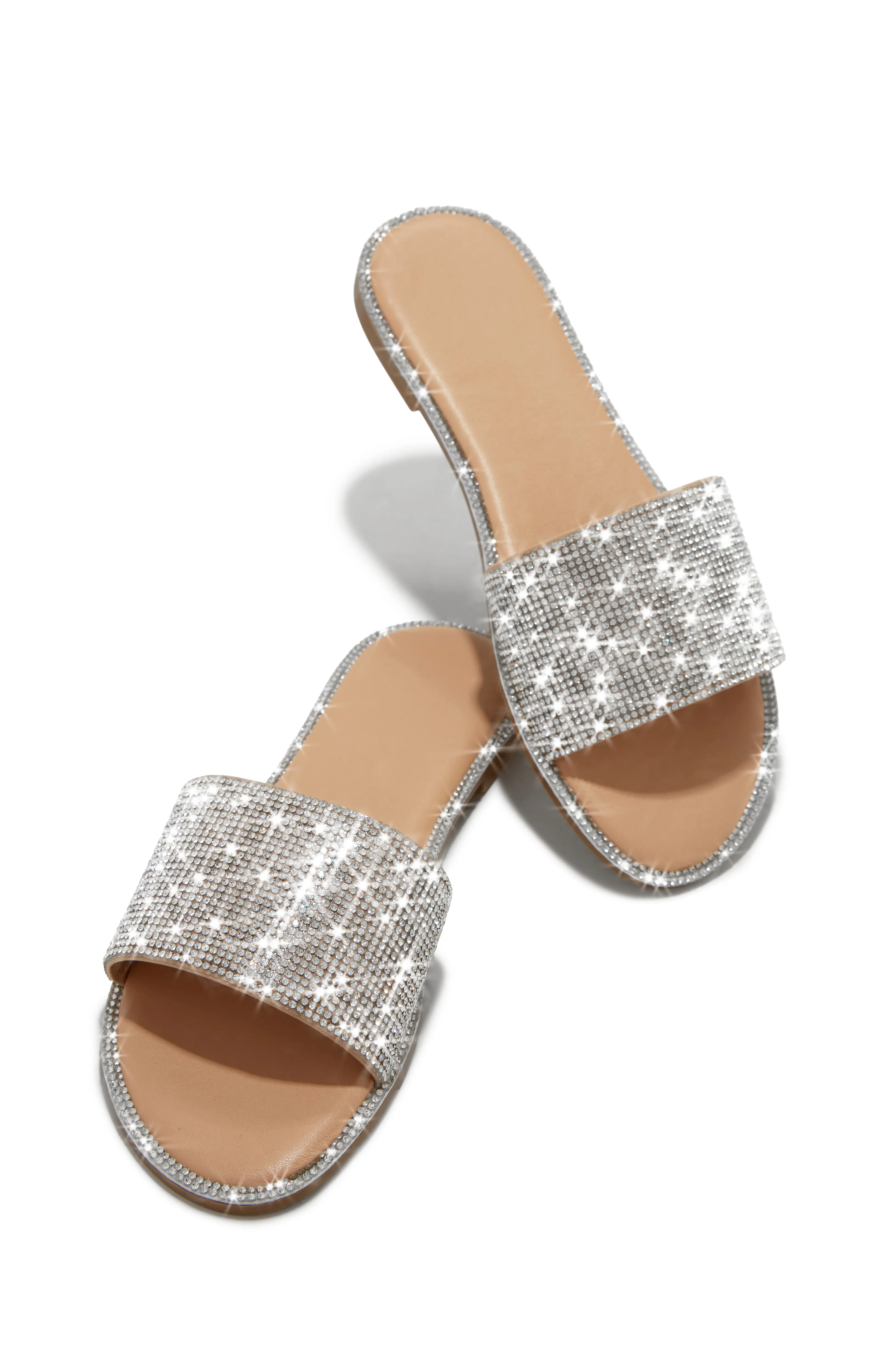 Destination Party Embellished Slip On Sandals - White