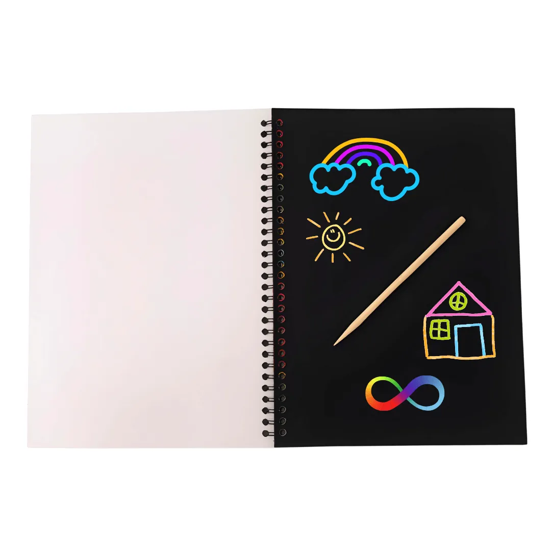 Drawing Book 10 Pages Rainbow Scratch Paper Notes