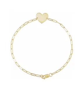 Engraved Heart Paperclip Bracelet