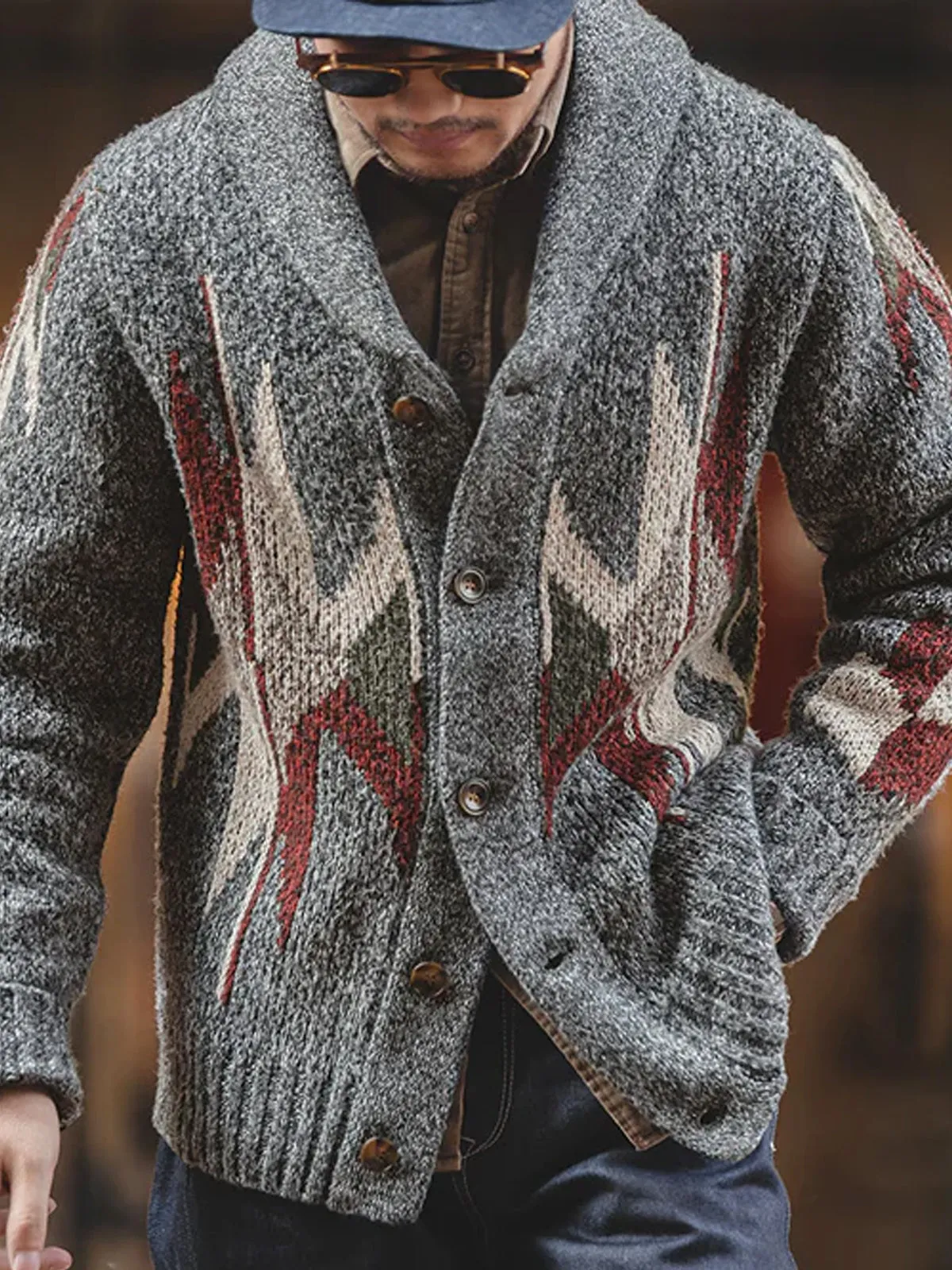 Ethnic style Navajo Knitted Cardigan