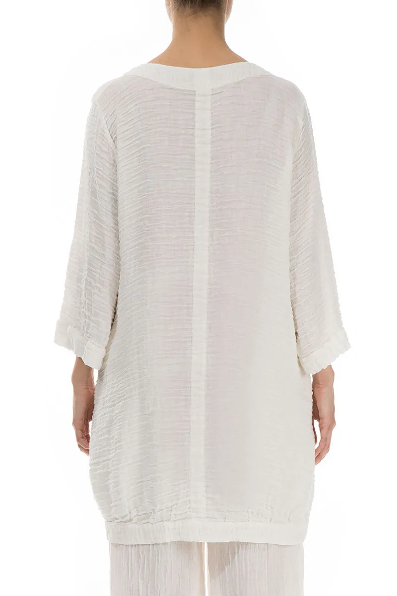 Evergreen Longer Back Crinkled Off White Tunic