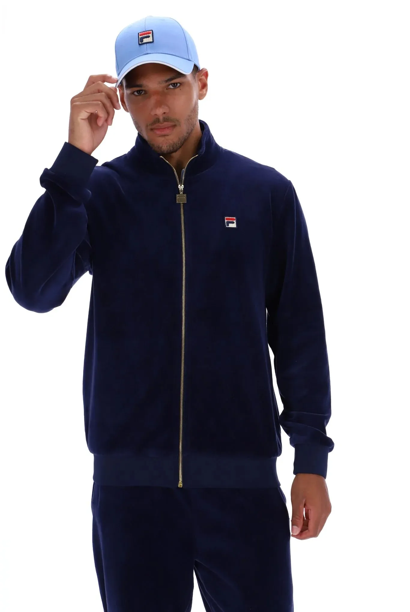 Fila Vintage Men's Marc Velour Track Top Fila Navy