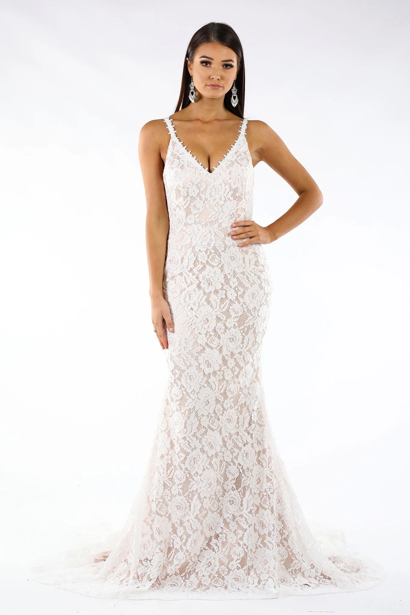 Fiona Lace Gown - Ivory/Champagne